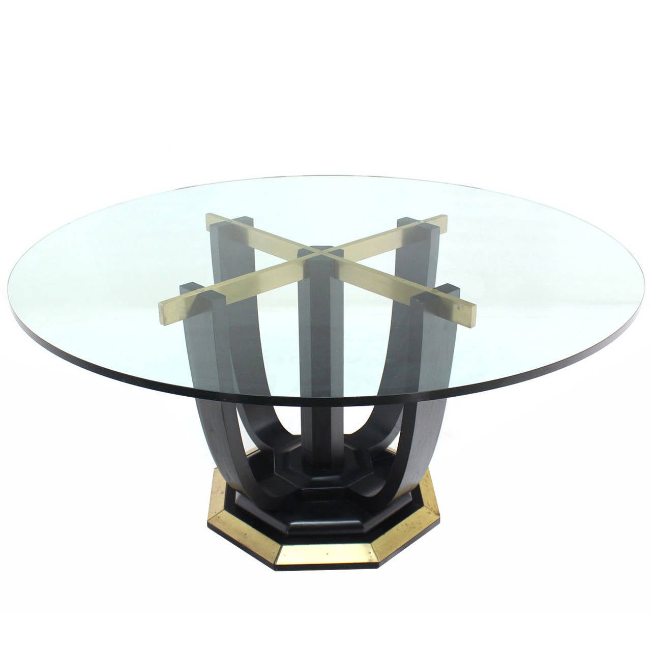 Round GlassTop Center or Dining Table at 1stdibs