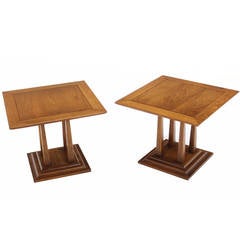 Pair of Square Walnut End Tables
