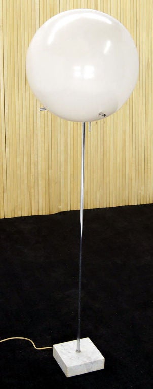 Mid Century Modern Marble Base Ball Shade Floor Lamp