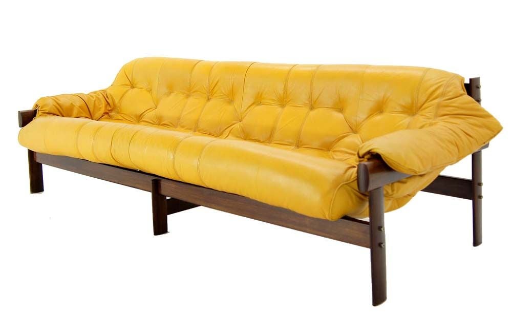 Brazilian Modern Rosewood Leather Sofa by Laper 1