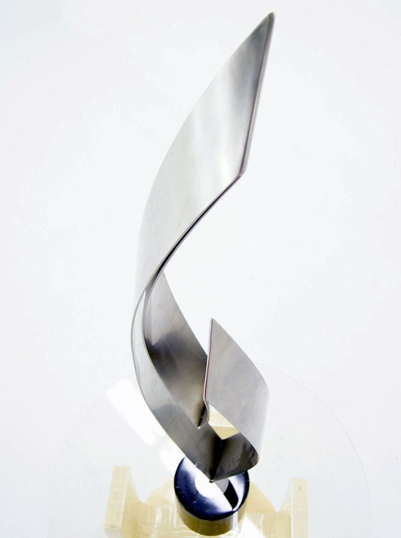 Late 20th Century Curtis Jere Stainless Steel Metal Sculpture with Marble Base