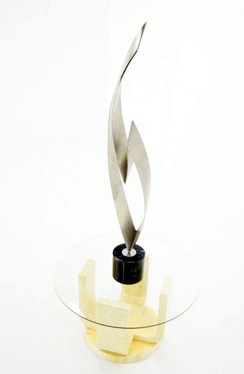 Curtis Jere Stainless Steel Metal Sculpture with Marble Base 1
