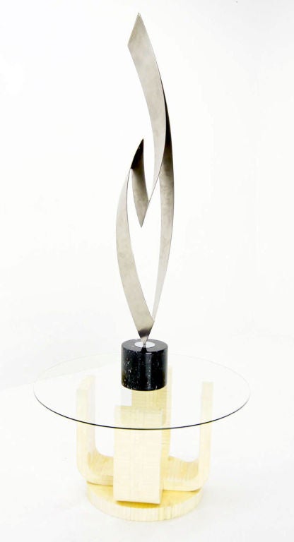 Curtis Jere Stainless Steel Metal Sculpture with Marble Base 2