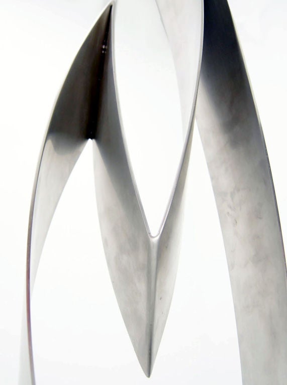 Curtis Jere Stainless Steel Metal Sculpture with Marble Base 3
