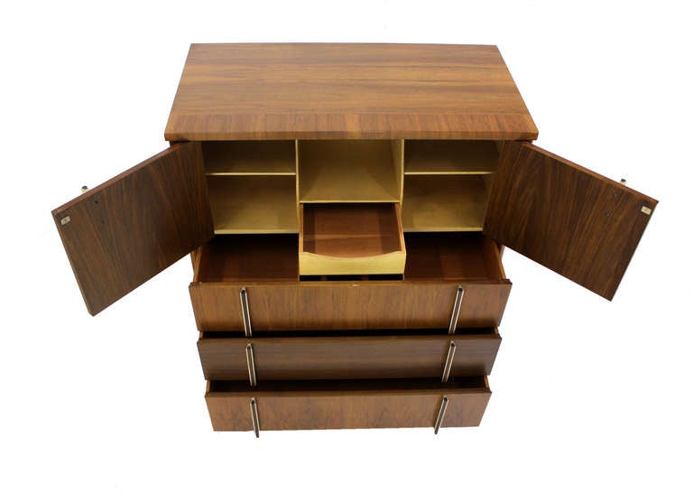 Burl John Widdicomb Mid-Century Modern Walnut High Chest Dresser