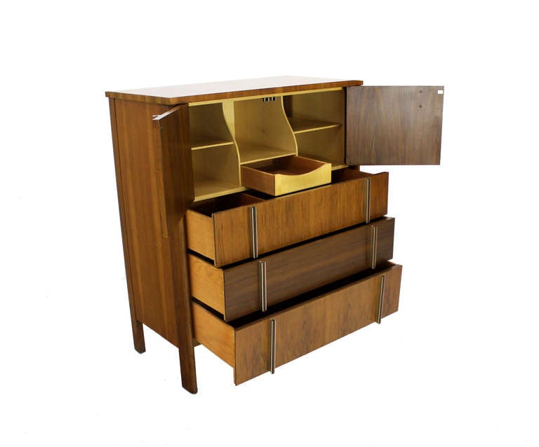 Late 20th Century John Widdicomb Mid-Century Modern Walnut High Chest Dresser