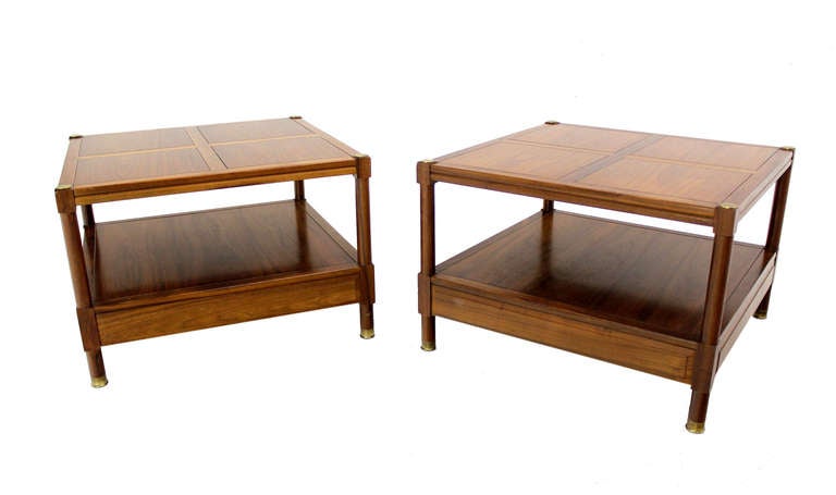 Pair of Mid-Century Modern Walnut End Tables or Stands by Henredon 3