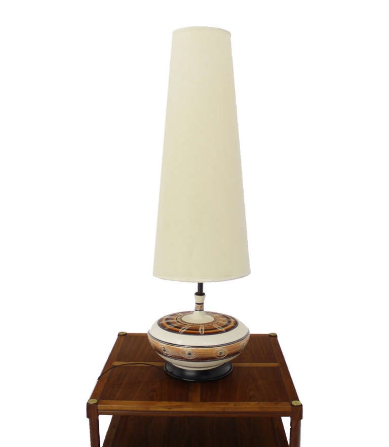 American Large Porcelain Pottery Base Mid-Century Modern Table Lamp