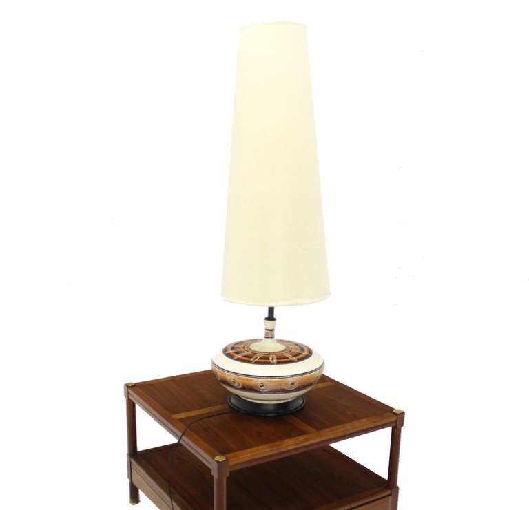 Large Porcelain Pottery Base Mid-Century Modern Table Lamp 3