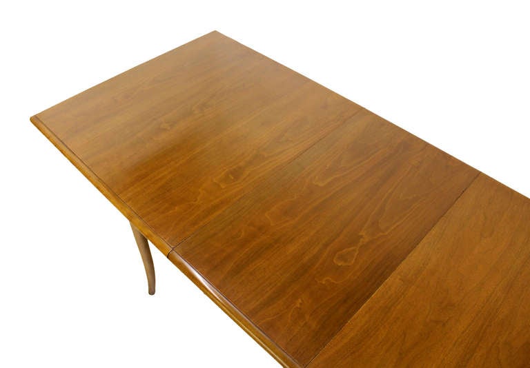Walnut Robsjohn Gibbings for Widdicomb Mid-Century Modern Dining Table with Two Leaves