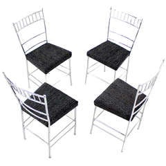 Set of Four Mid-Century Modern Faux Bamboo Chrome Dining Chairs 7