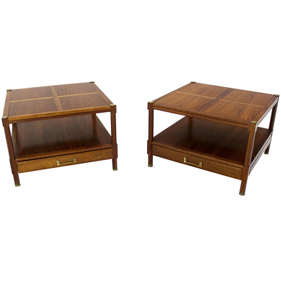 Pair of Mid-Century Modern Walnut End Tables or Stands by Henredon