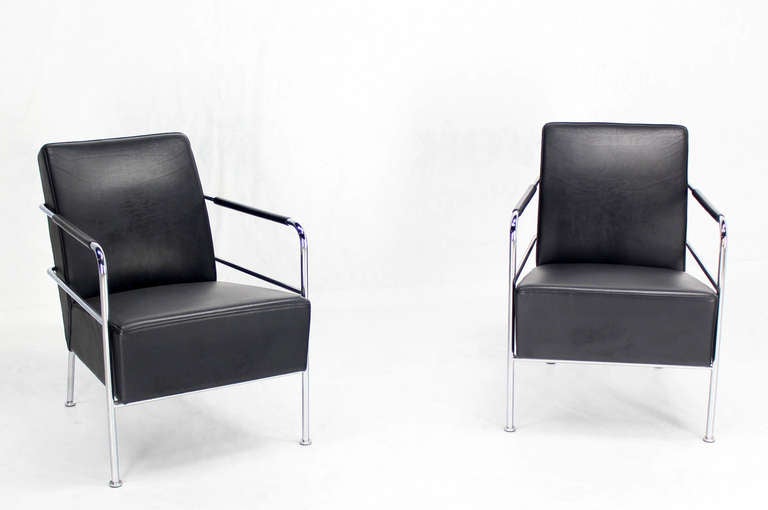 Pair of very nicely built chrome frames springs loaded seats (very comfortable seats) lounge chairs Made in Sweden.