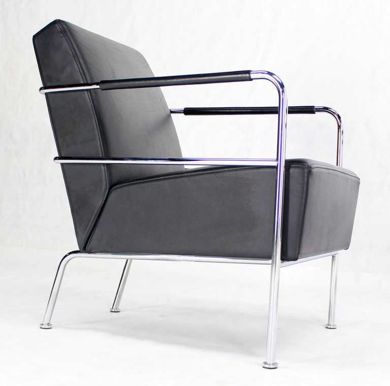 Pair of Bauhaus Mid-Century Modern Swedish Chrome Lounge Chairs, 1970s 2