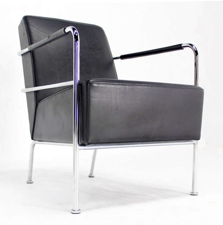 Pair of Bauhaus Mid-Century Modern Swedish Chrome Lounge Chairs, 1970s 4