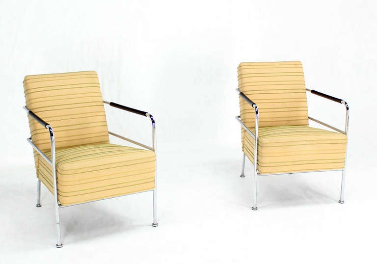 Pair of  Mid-Century Modern Swedish Chrome Lounge Chairs, 1970s In Excellent Condition In Rockaway, NJ