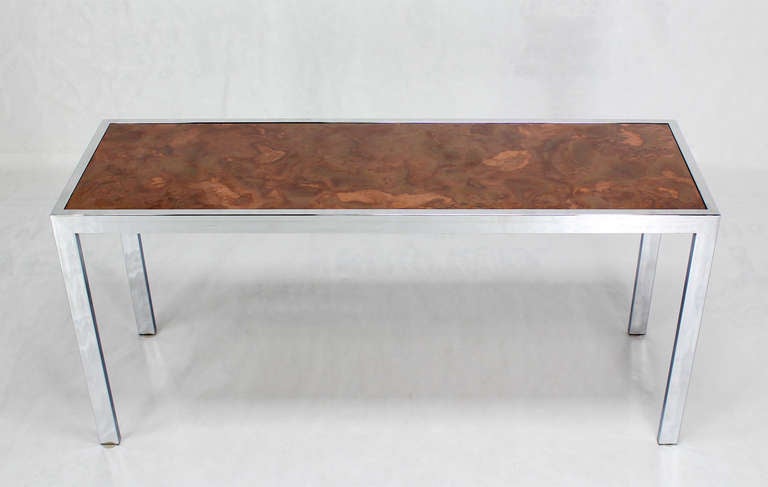 Chrome and Copper-Top Baughamn Style, Mid-Century Modern Console or Sofa Table In Excellent Condition In Rockaway, NJ