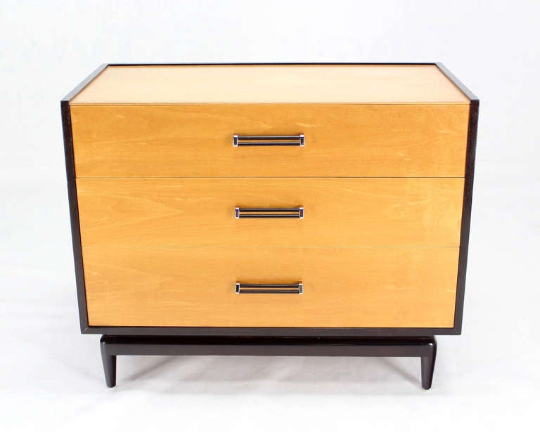 American Two-Tone, Mid-Century Modern Bachelor Chest Dresser with Three Drawers