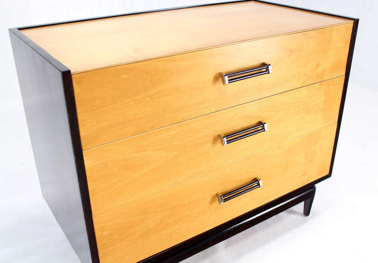 20th Century Two-Tone, Mid-Century Modern Bachelor Chest Dresser with Three Drawers