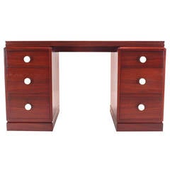 Double Pedestal French Petit Art Deco Rosewood Desk 4