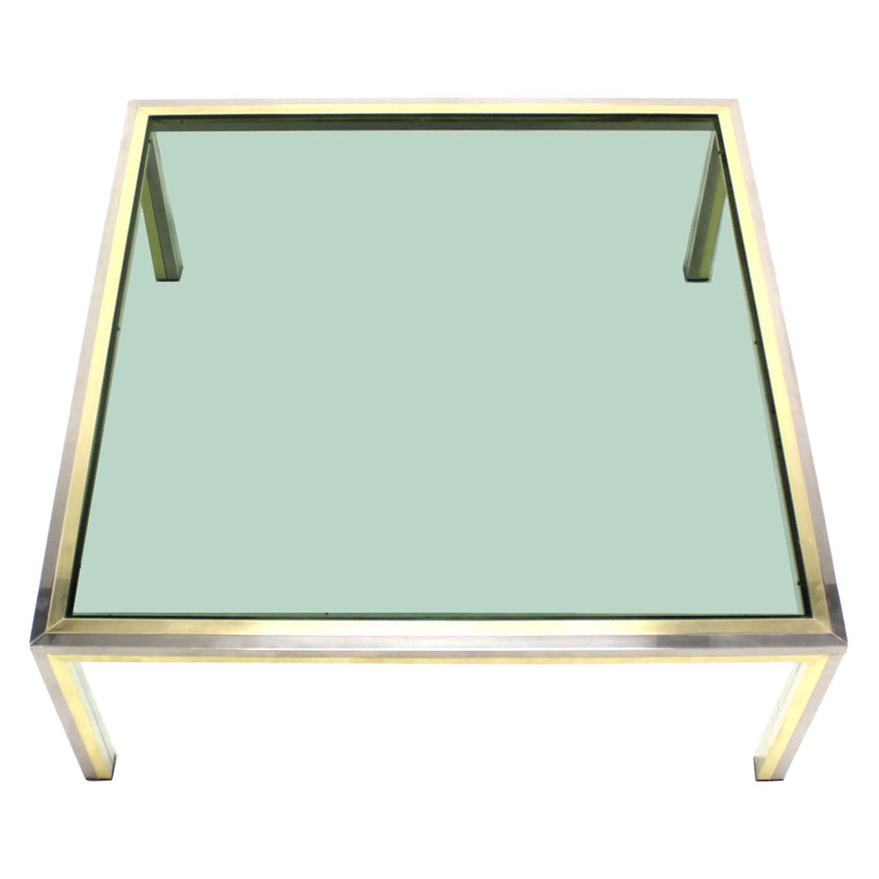 Chrome and Glass Square Coffee Table at 1stDibs