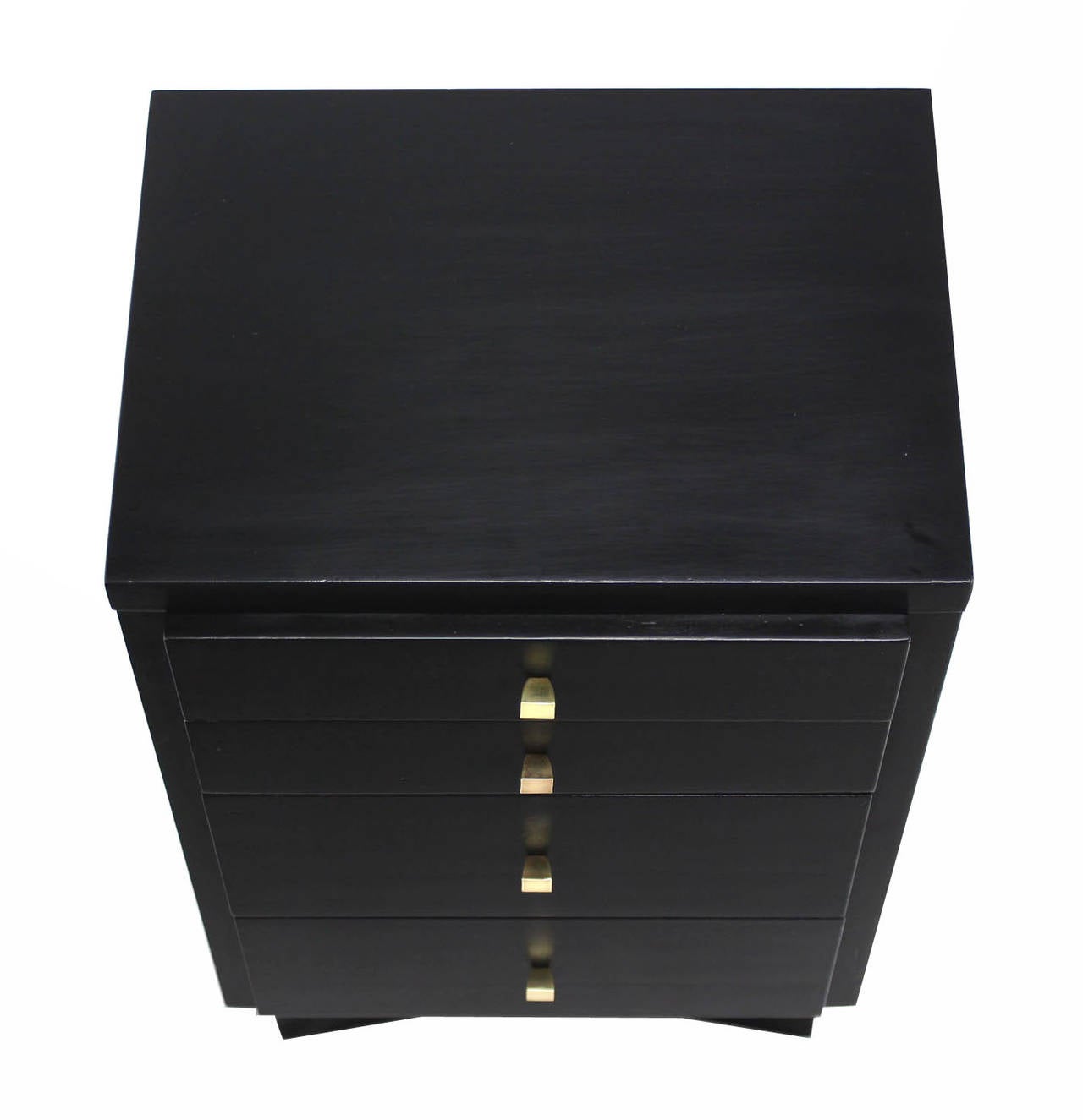 Pair of Black Lacquer, Four-Drawer Night Stands or End Tables 2