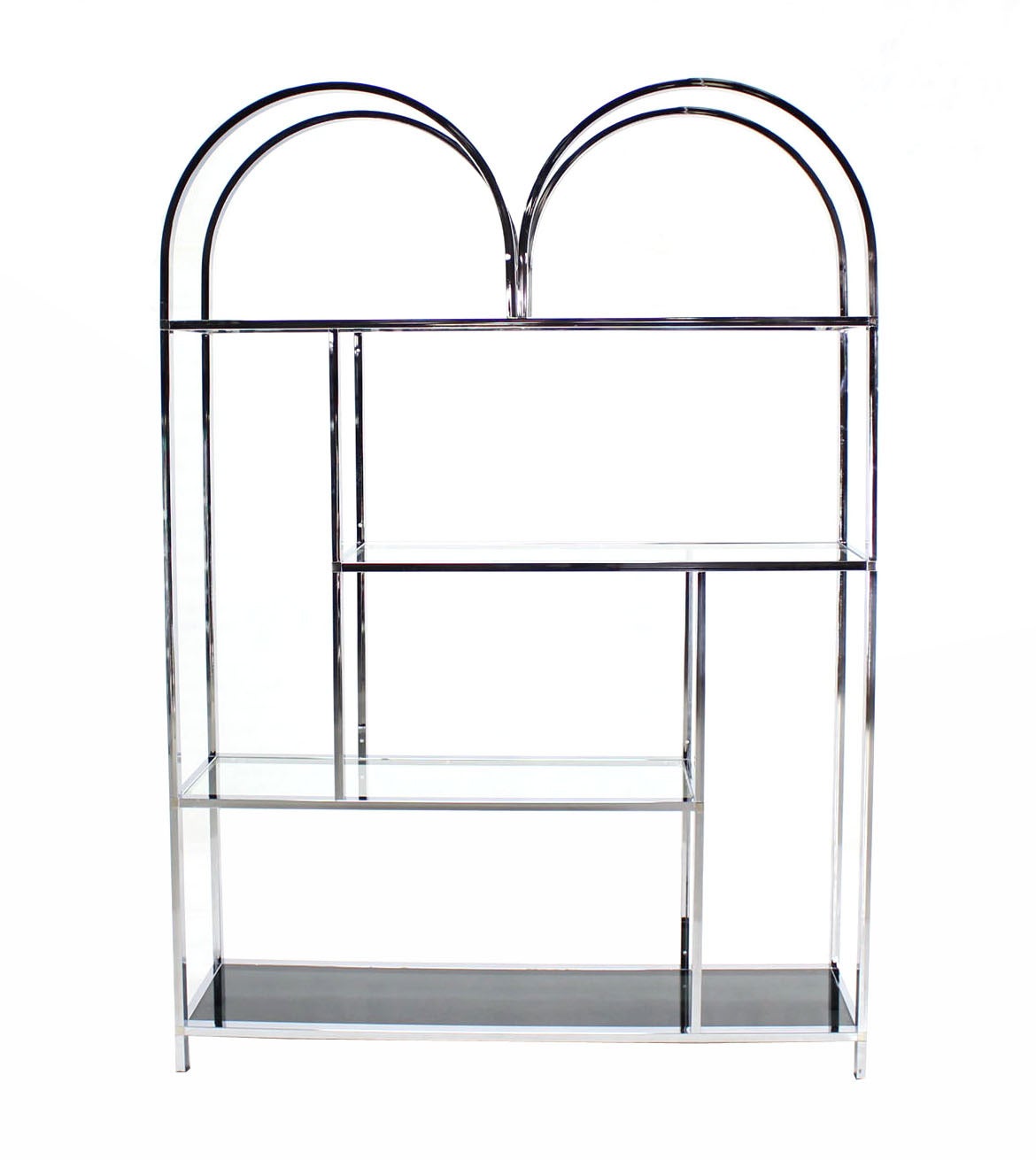 American Large and Wide Chrome and Glass Etagere