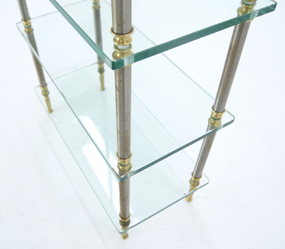 American Modern Mixed Media Metal Glass Etagere Shelf