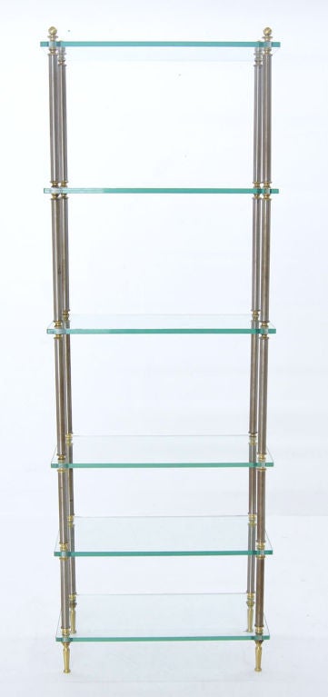Modern Mixed Media Metal Glass Etagere Shelf In Excellent Condition In Rockaway, NJ