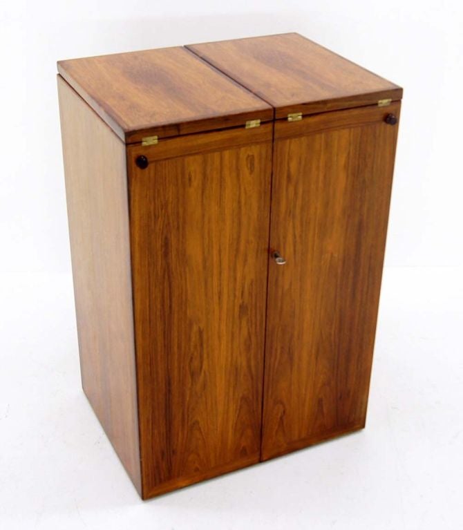 Mid Century Danish Modern Rosewood Stow or Fold Away Bar Cabinet 2