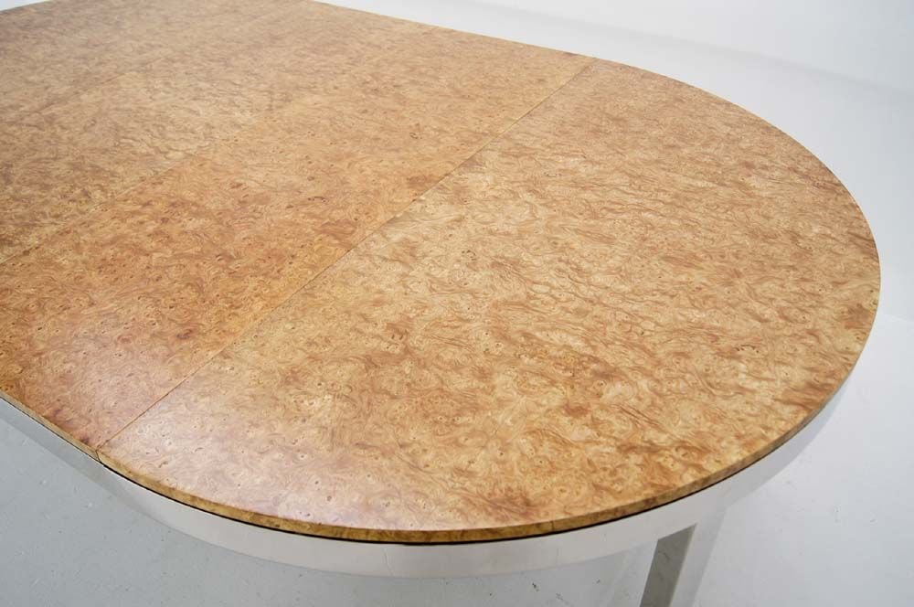 American Leon Rosen Pace Collection Large Round Burl Wood Dining or Conference Table