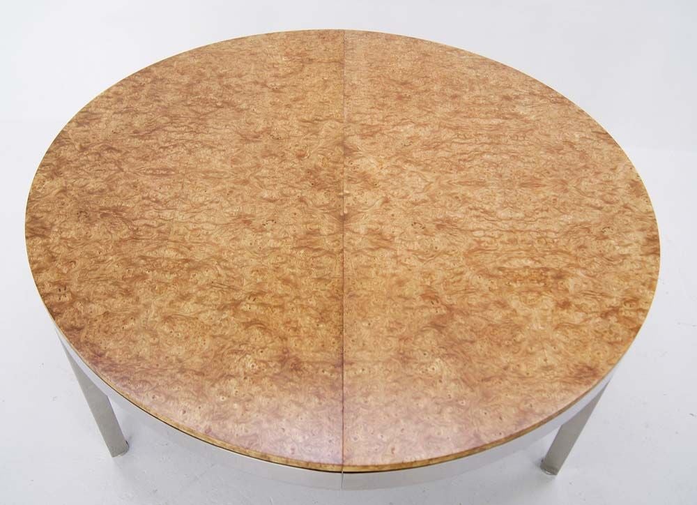 Late 20th Century Leon Rosen Pace Collection Large Round Burl Wood Dining or Conference Table