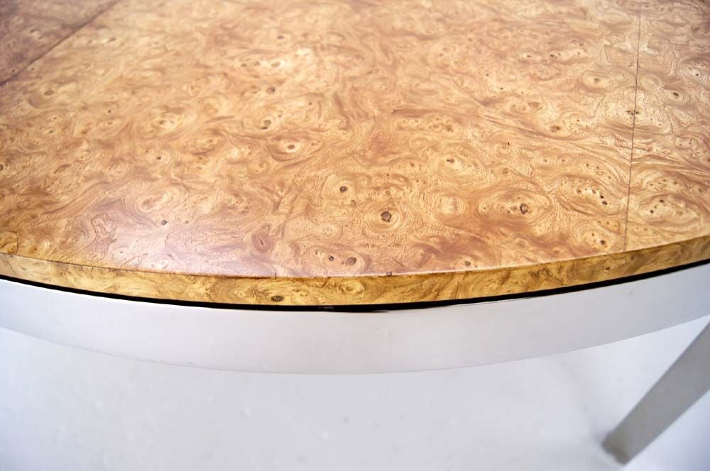 Leon Rosen Pace Collection Large Round Burl Wood Dining or Conference Table 2
