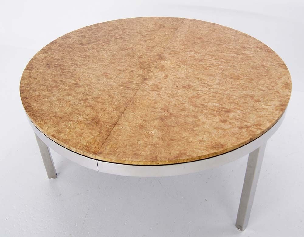 Leon Rosen Pace Collection Large Round Burl Wood Dining or Conference Table 3