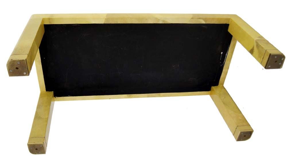 American Fine Mid-Century Modern Goat Skin Parchment Coffee Table in Brass