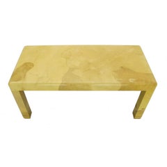 Fine Mid-Century Modern Goat Skin Parchment Coffee Table in Brass