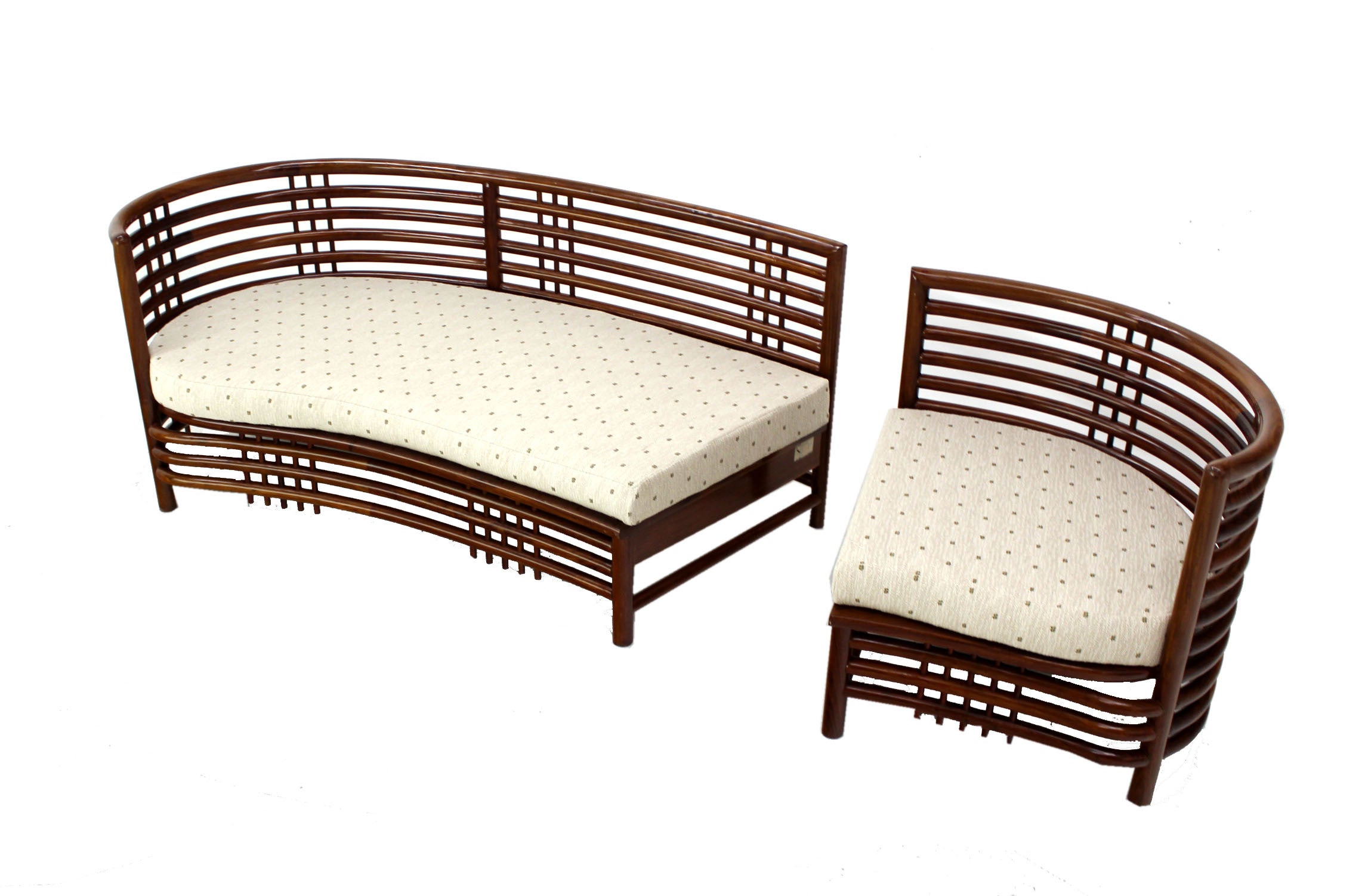 Mid-Century Modern Kidney Shape Two-Part Rosewood Sofa