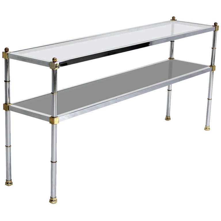 Two Tier Console Or Sofa Table, Contemporary Chrome Console Table