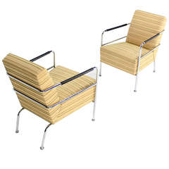 Pair of  Mid-Century Modern Swedish Chrome Lounge Chairs, 1970s