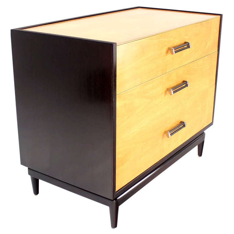 Two Tone Mid Century Modern Bachelor Chest Dresser With Three