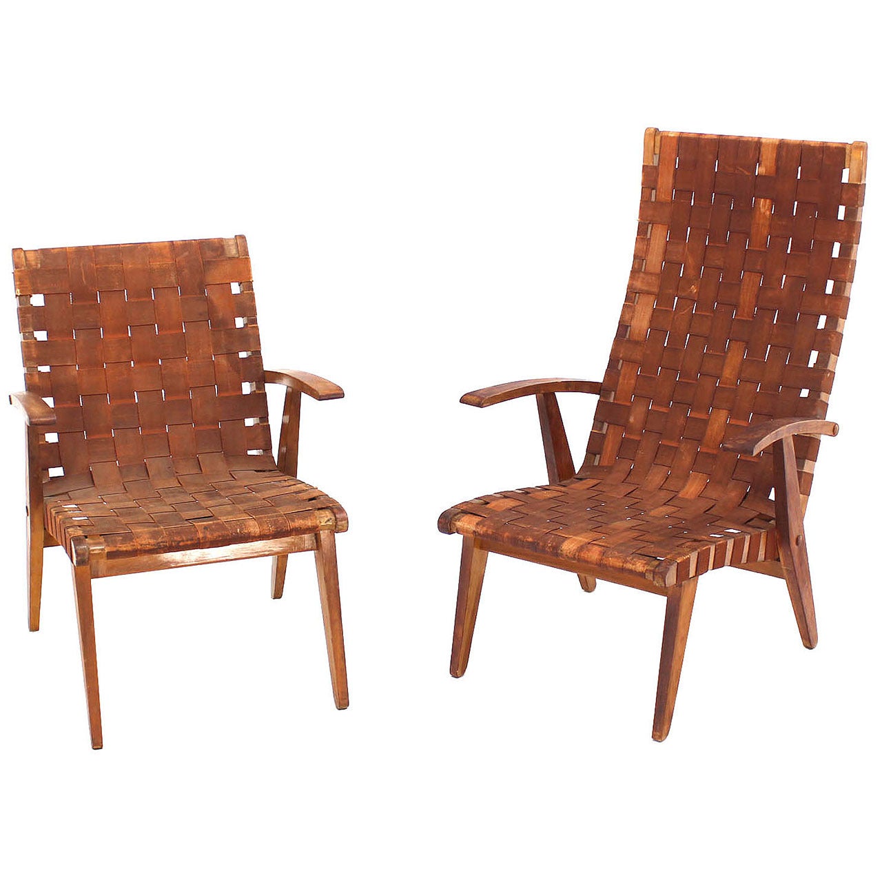 Non-Matching Pair of Early Jens Risom Lounge Chairs