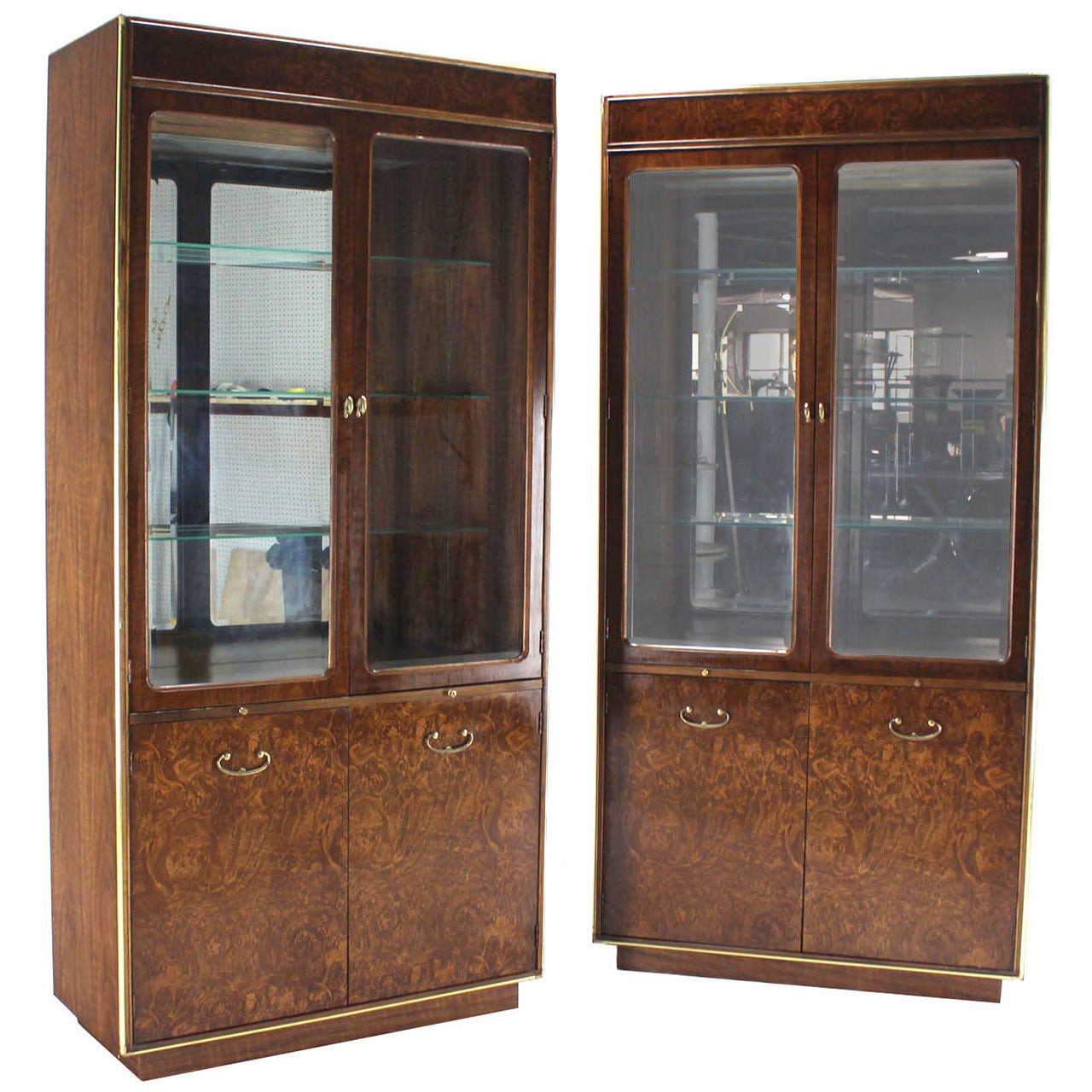 Modern Solid Brass Glass Curio Cabinet Display Case Vitrine at 1stdibs