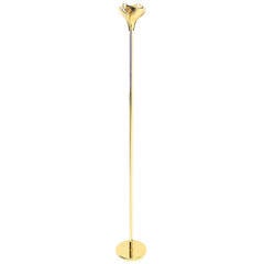 Gianfranco Frattini Brass Floor Lamp with Dimmer Scallop or Lotus Shade 
