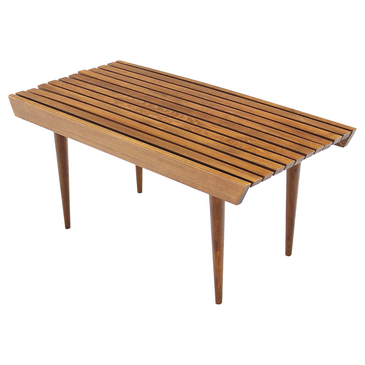 Danish Modern Slat Wood Bench