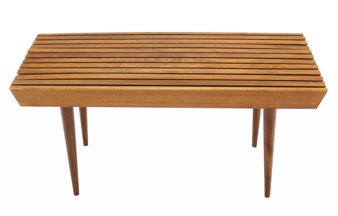 20th Century Danish Modern Slat Wood Bench