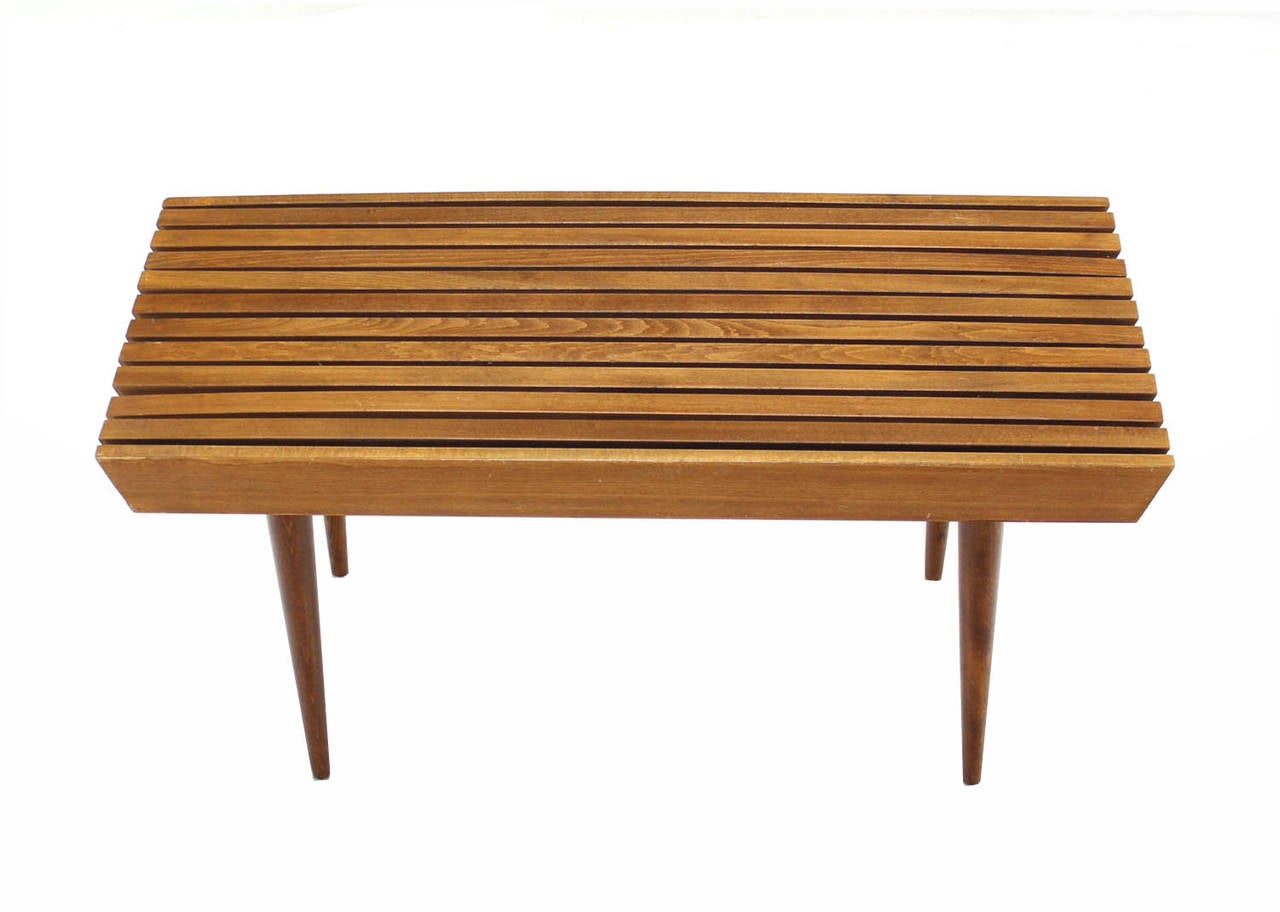 Mid-Century Modern Danish Modern Slat Wood Bench