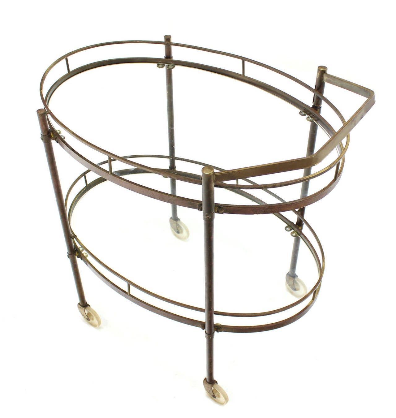 American Oval Two Tier Brass Tea Cart or Serving Table