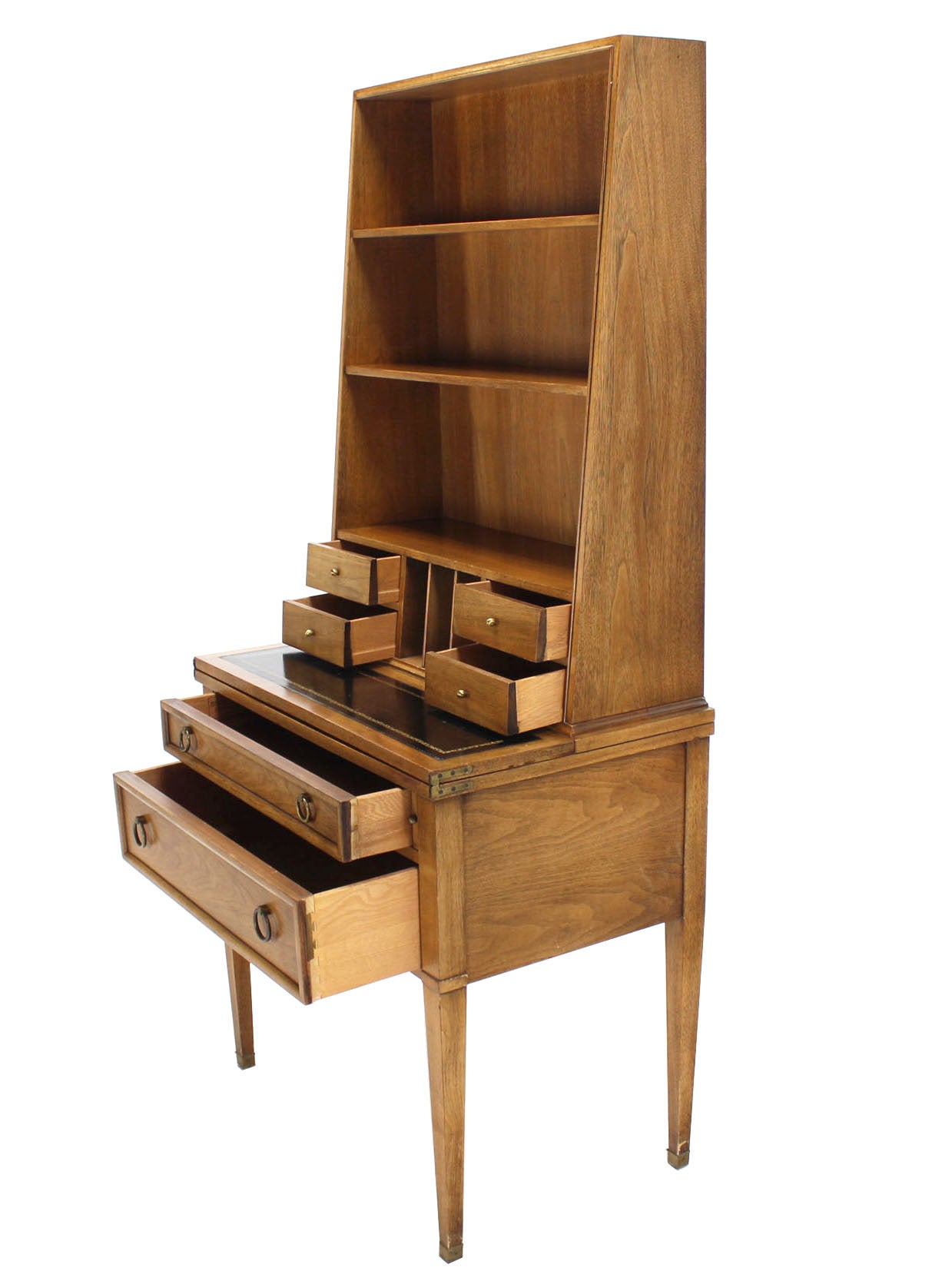 Baker Modern Petite Secretary Tall Bookcase on Slim Legs In Excellent Condition In Rockaway, NJ