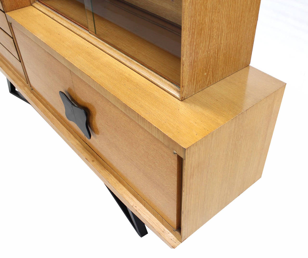 Four Piece Dresser Bookcase Storage Cabinet Cerused Limed Oak. 1