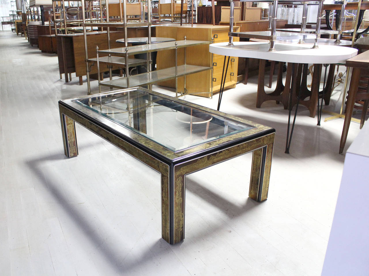 rectangular glass coffee table with wood base